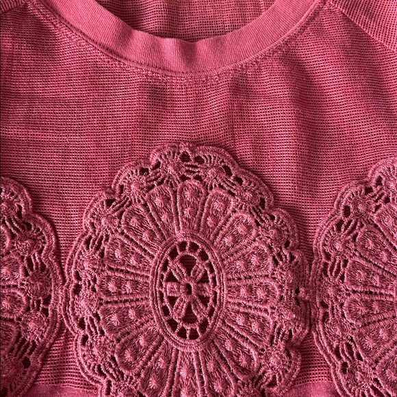 Anthropologie Meadow Rue Mesh & Medallion Blouse Rose, Size S - Picture 8 of 11